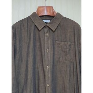 Carbon2cobalt Shirt Mens XLT Brown Denim Italian Fabric Long Sleeve Button Front